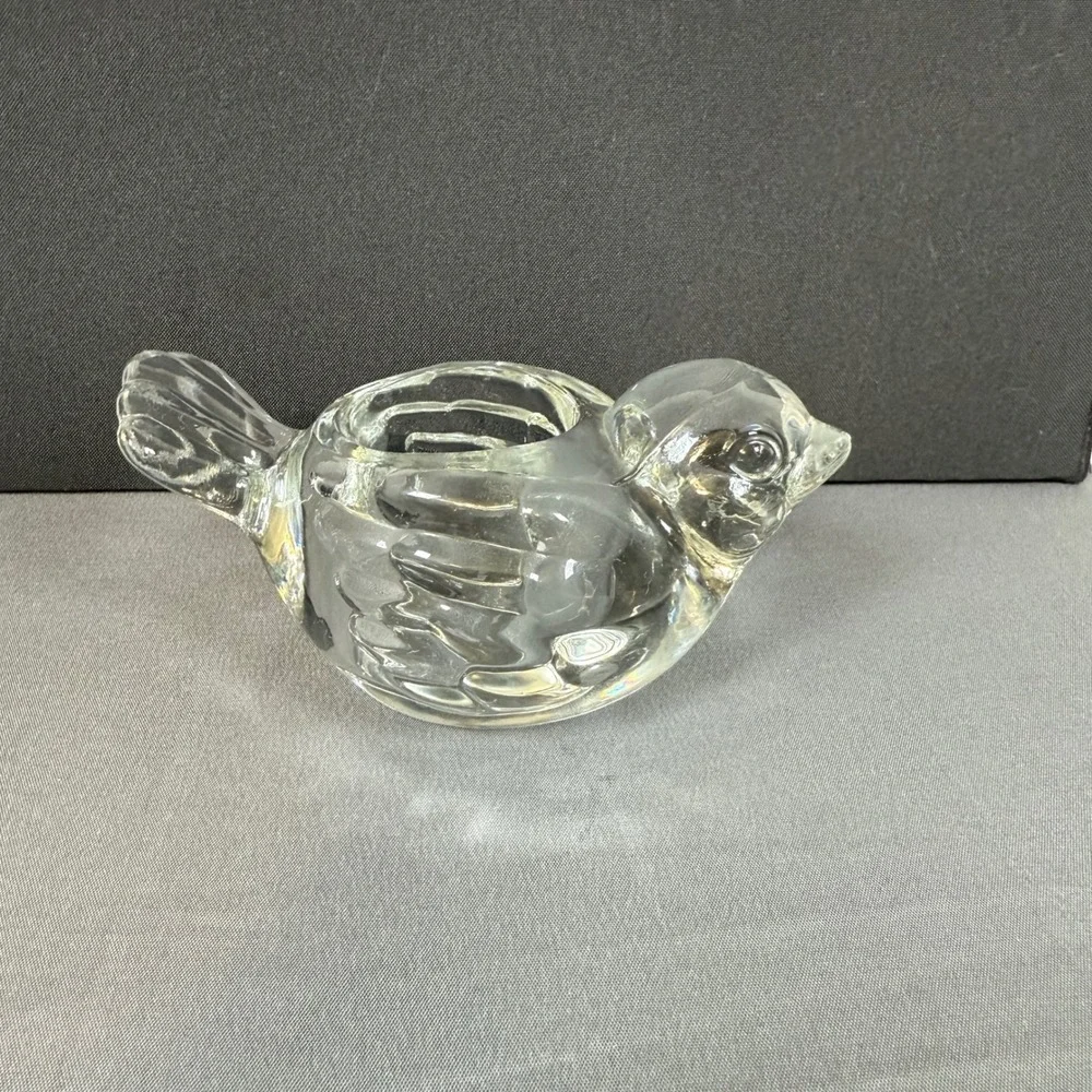 Clear Glass Bird Tea Light‎ Candle Holder Votive Small Decorative Accent